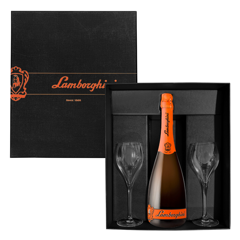 Wino musujące Lamborghini Demi Sec Prosecco D.O.C.G 11% 750 ml + kieliszki