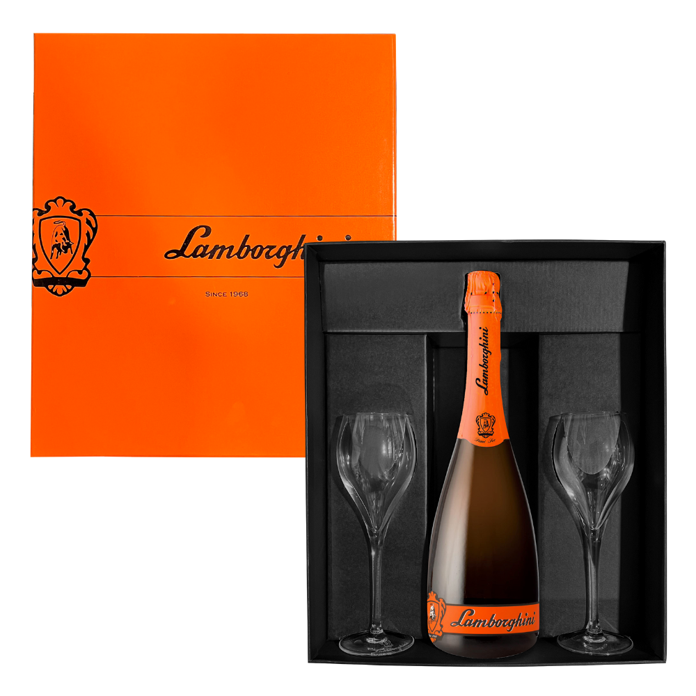 Wino musujące Lamborghini Demi Sec Prosecco D.O.C.G 11% 750 ml + 2 kieliszki