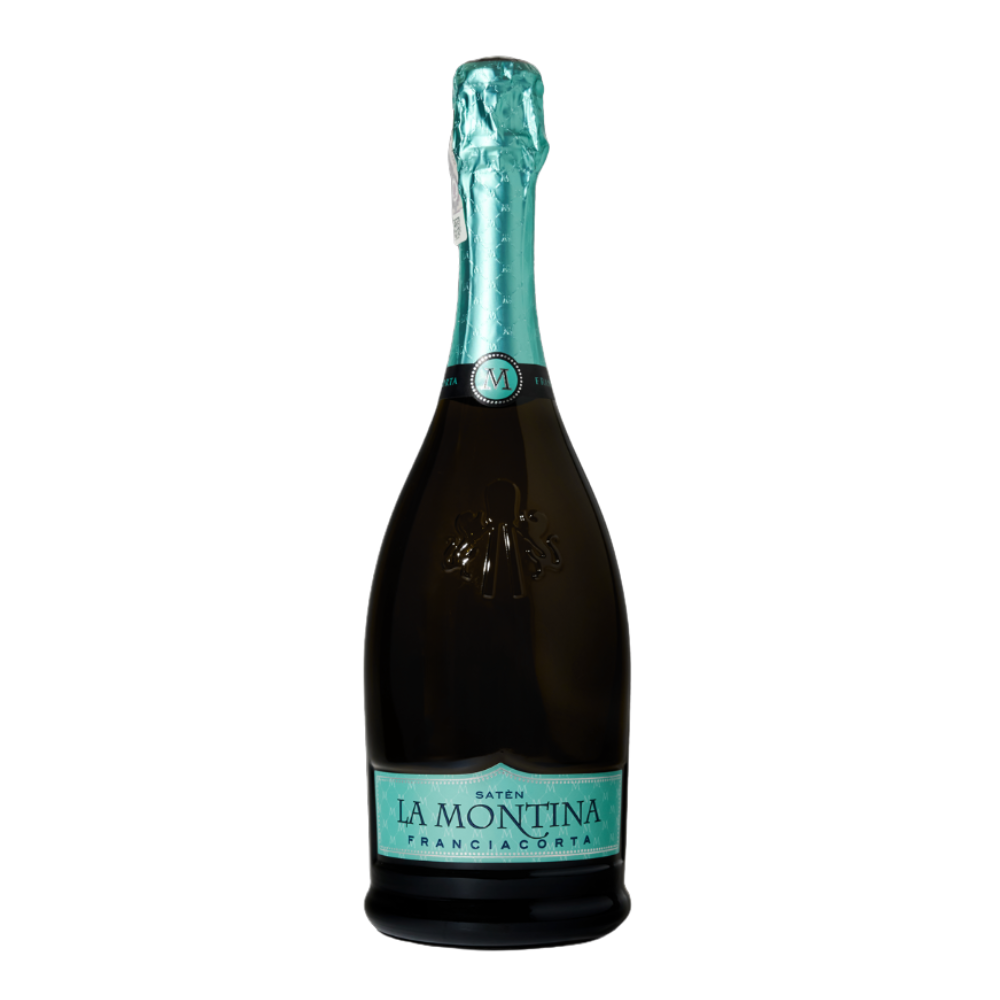 Wino La Montina Saten Brut Franciacorta 12% białe wytrawne 1500 ml skrzynka + Kieliszki