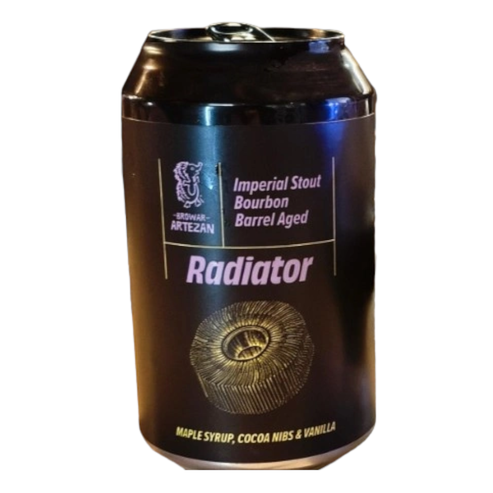 Piwo Artezan Radiator Imperial Stout Bourbon Barrel Aged Maple Syrup Cocoa Nibs Vanilla 13% 300 ml puszka
