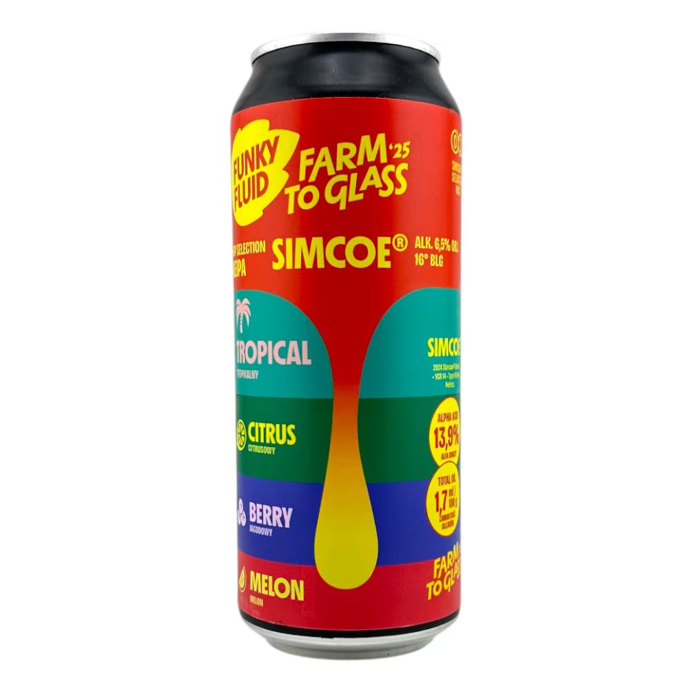 Piwo Funky Fluid Farm To Glass Simcoe - Hop Selection Single Hop NEIPA 6,5% 500 ml puszka