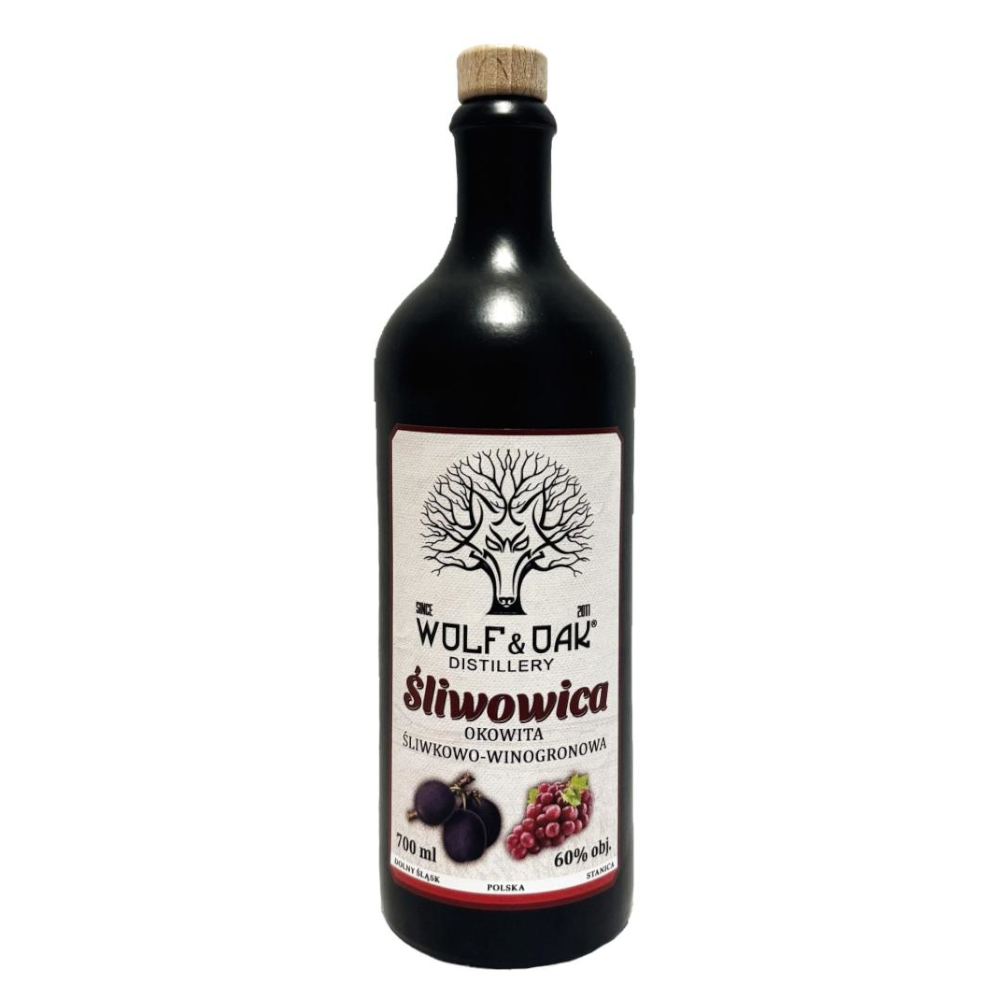 Okowita Wolf & Oak Śliwowica Śliwkowo - Winogronowa 60% 700 ml