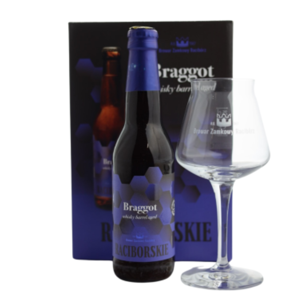 Raciborskie Zestaw Braggot - Whisky Barrel Aged 11,5% 330 ml + pokal