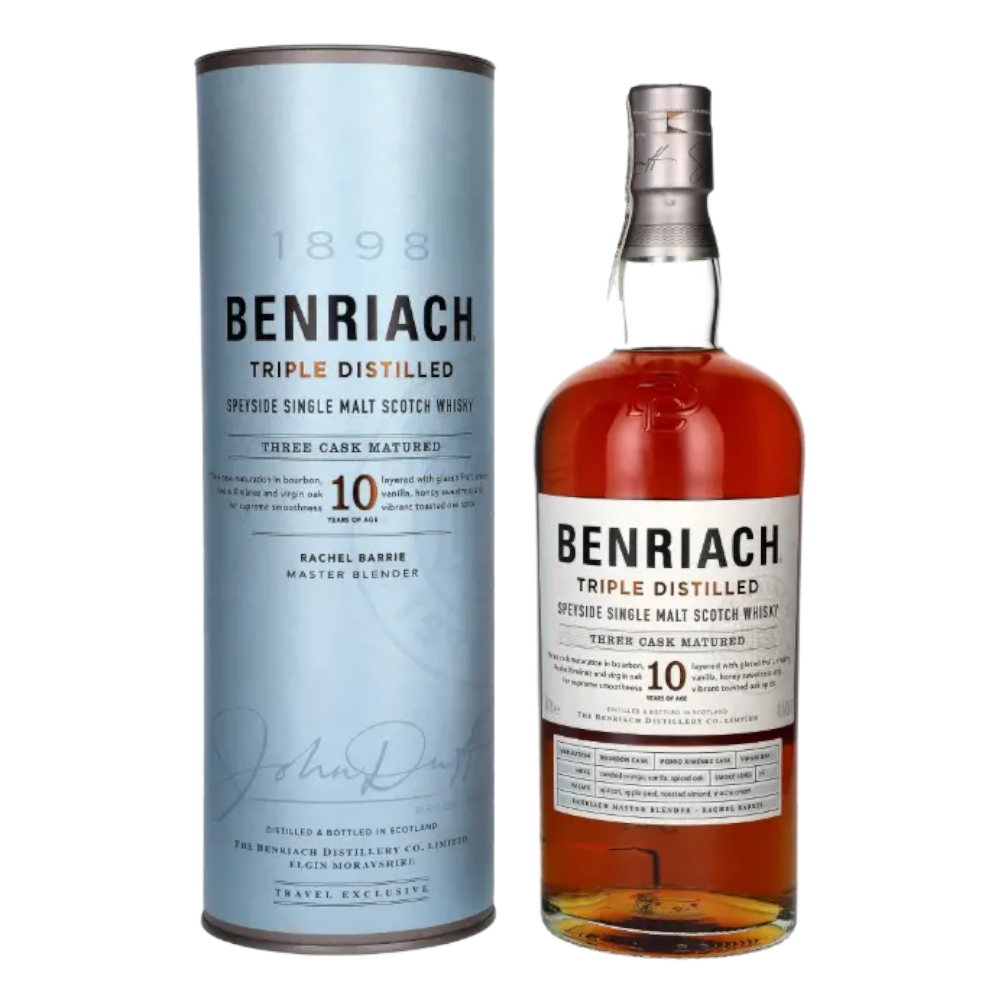 Whisky Single Malt BenRiach 10Y Triple Distilled 43% 1000 ml tuba