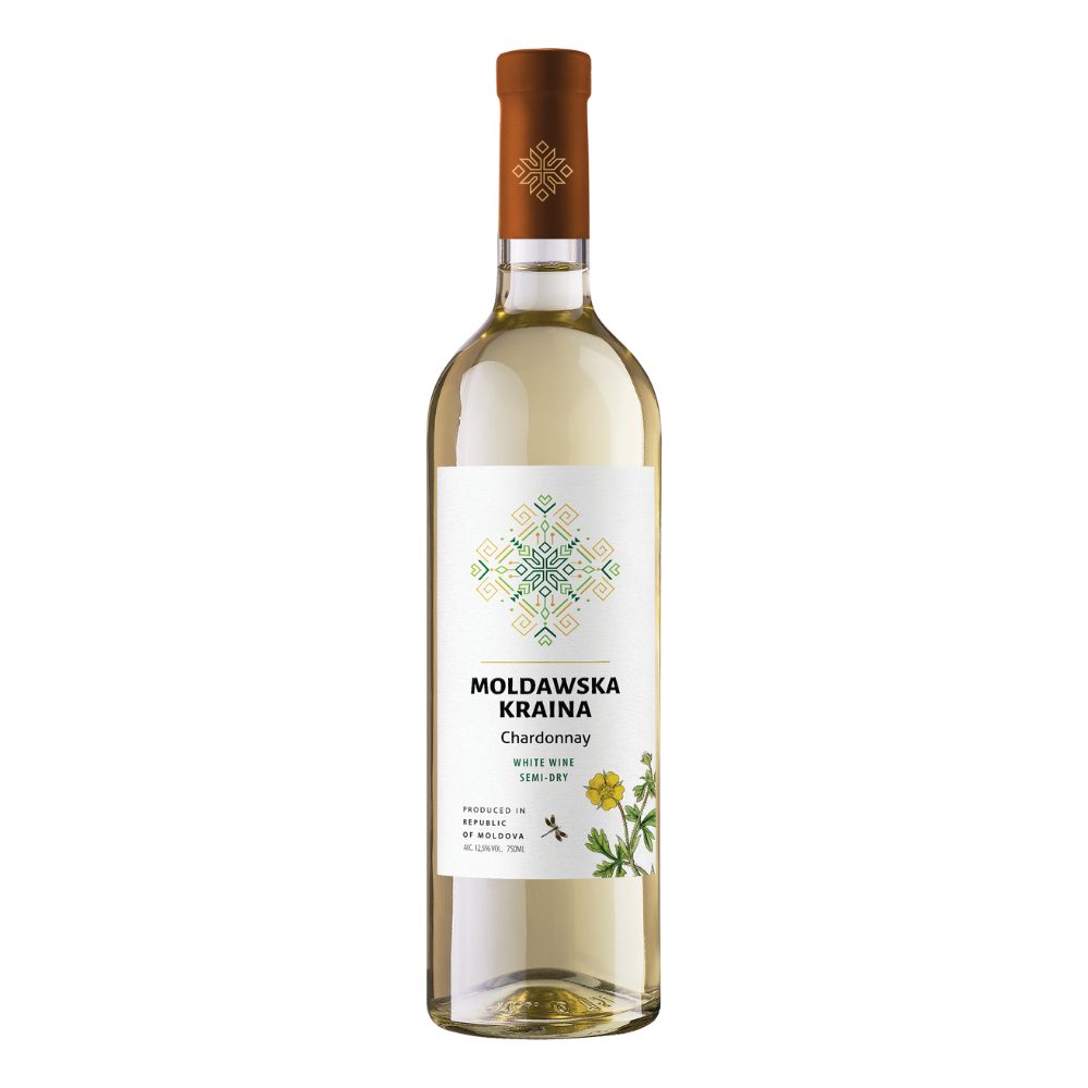 Wino Moldawska Kraina Chardonnay 12,5% białe półwytrawne 750 ml