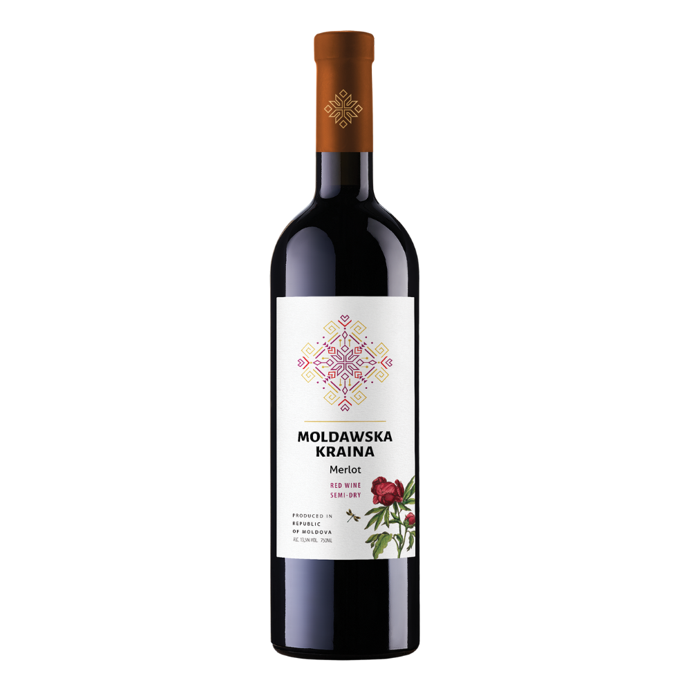 Wino Moldawska Kraina Merlot 13,5% czerwone półwytrawne 750 ml