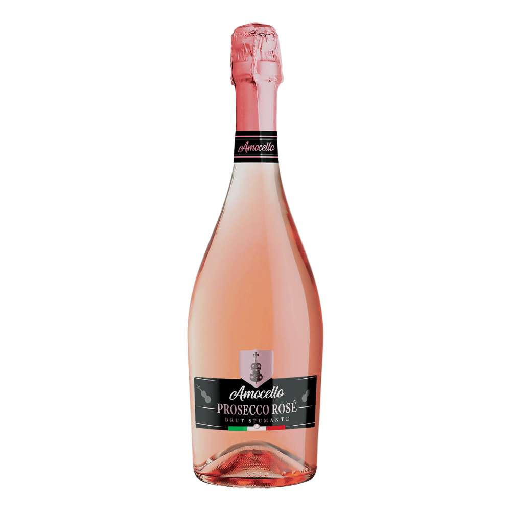Wino Amocello Prosecco Spumante Brut Rose 11% różowe wytrawne 750 mll
