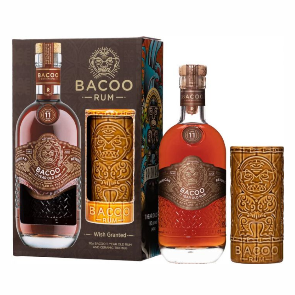 Rum Bacoo 11 YO + Kubek Tiki 40% 700 ml