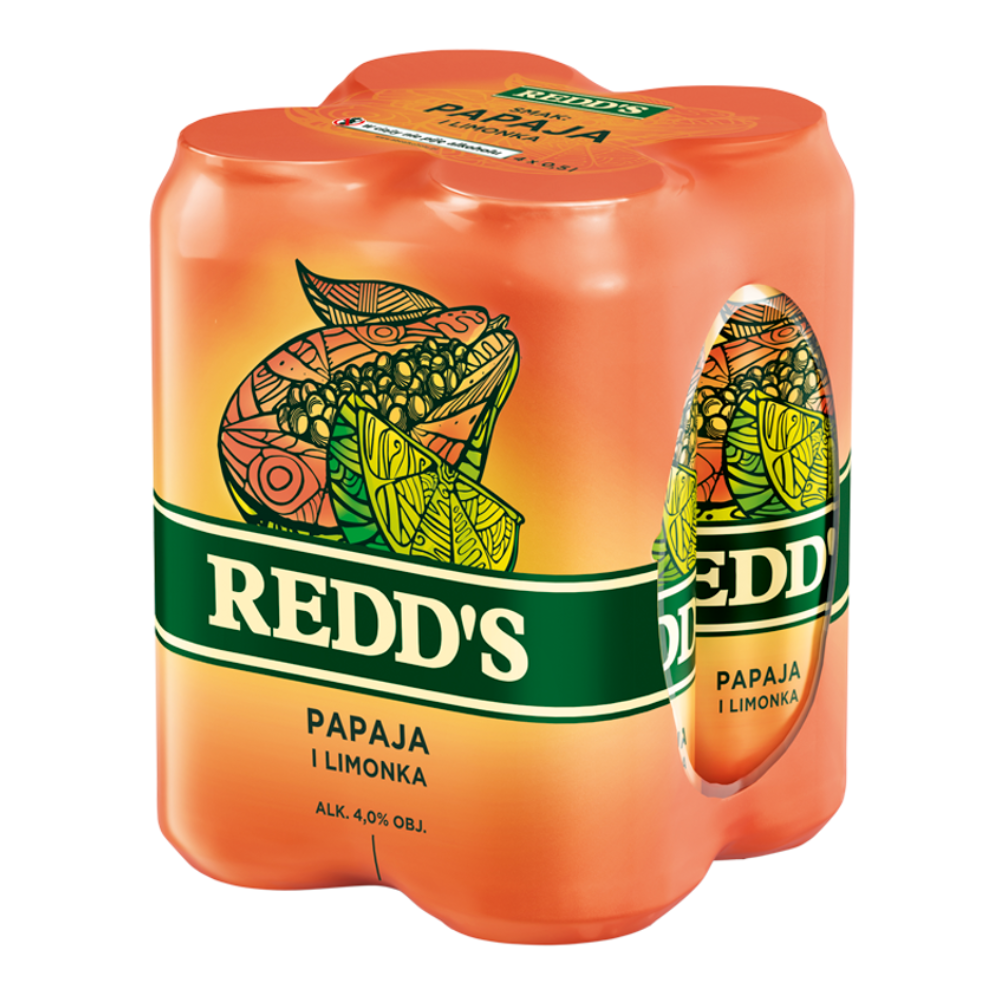 Piwo Redd's Papaja i Limonka 4% 4 - pak 500 ml uszka