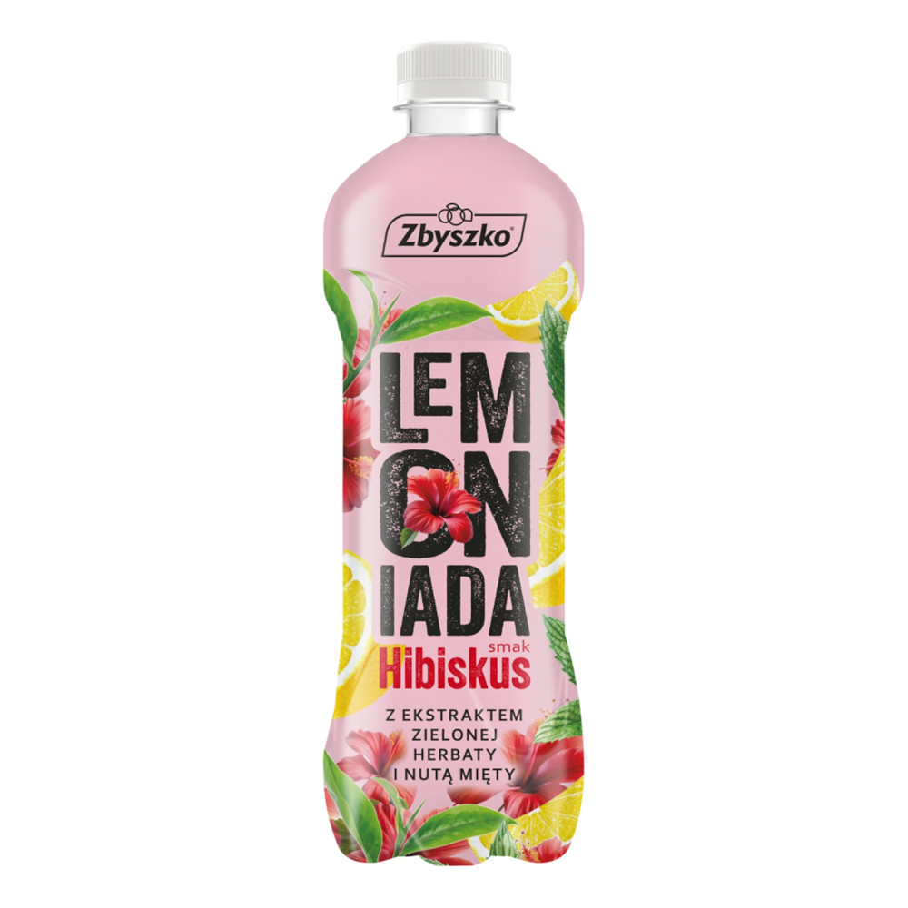 Napój Zbyszko Lemoniada Hibiskus z ekstraktem z zielonej herbaty i nutą mięty 555 ml