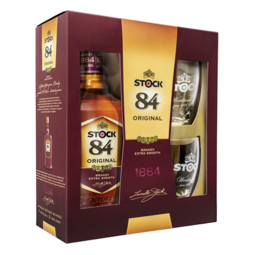 Brandy Stock 84 38% 700 ml + 2 szklanki kartonik