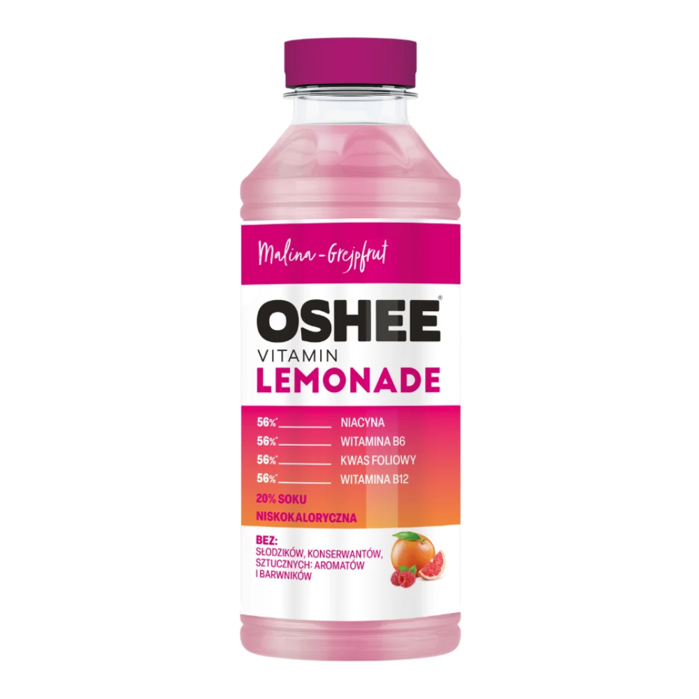 Napój OSHEE Vitamin Lemonade malina - grejpfrut 555 ml