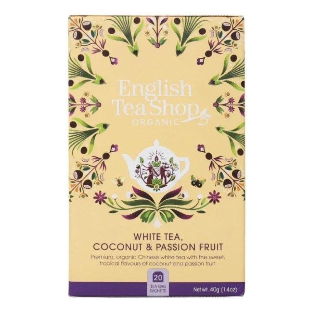 Herbata English Tea Shop Bio White Tea Coconut & Passion Fruit / Biała z Kokosem i Marakują 20 saszetek