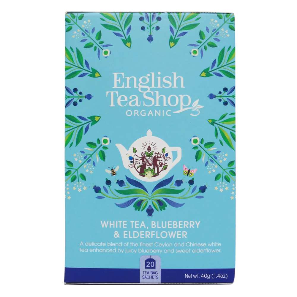 Herbata English Tea Shop Bio White Tea Blueberry&Elderflower / Biała z Borówką i Czarnym Bzem 20 saszetek