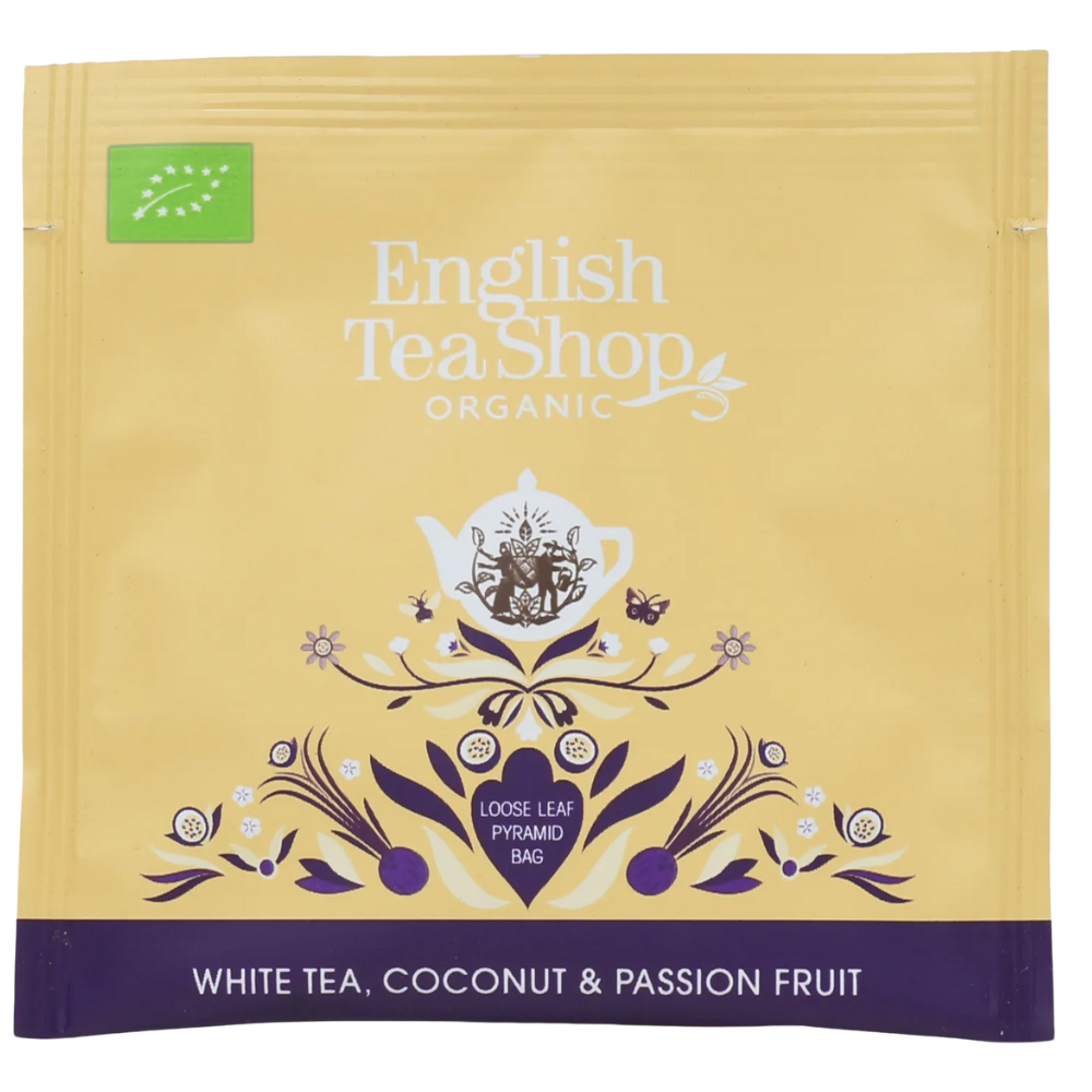 Herbata English Tea Shop Bio Premium White Tea Coconut Passion Fruit / Biała z Kokosem i Marakują 50 piramidek