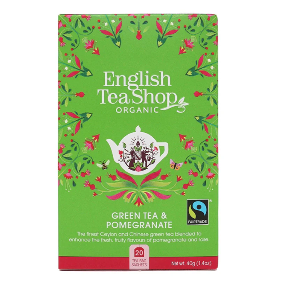 Herbata English Tea Shop Bio Green Tea & Pomegranate / Zielona z Granatem 20 saszetek