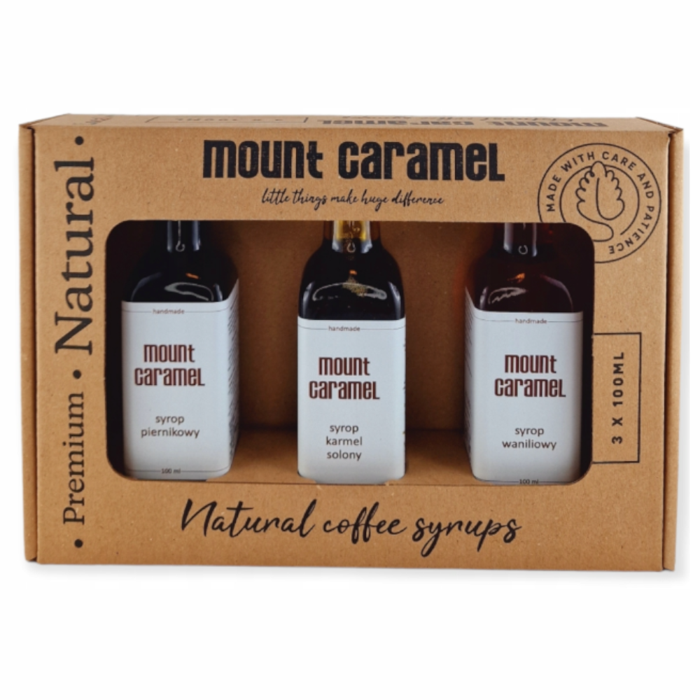 Syrop Zestaw Mount Caramel Solony Karmel, Piernik, Wanilia 3 x 100 ml