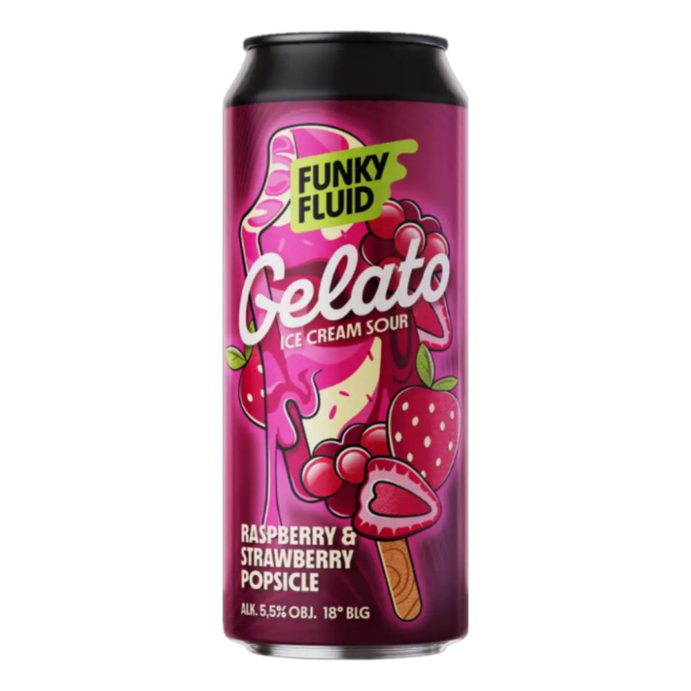 Piwo Funky Fluid Gelato Raspberry, Strawberry Popsicle 5,5% 500 ml Puszka