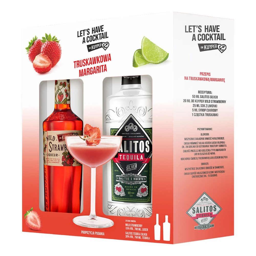 Tequila Stock Strawberry Margarita Cocktail Set (De Kuyper Wild Strawberry + Salitos) 2 x 700 ml