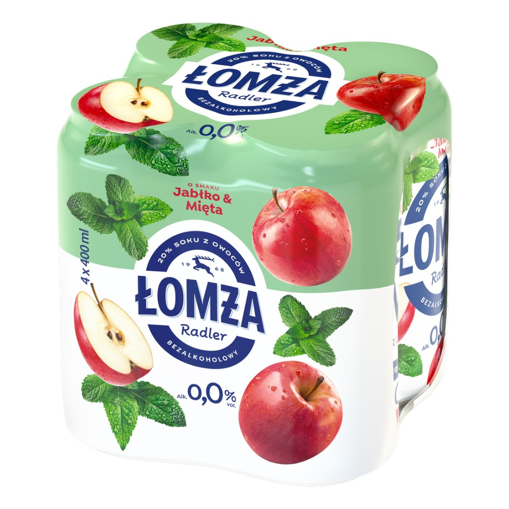 Piwo Łomża Jabłko Mięta 0% 400 ml 4-pak