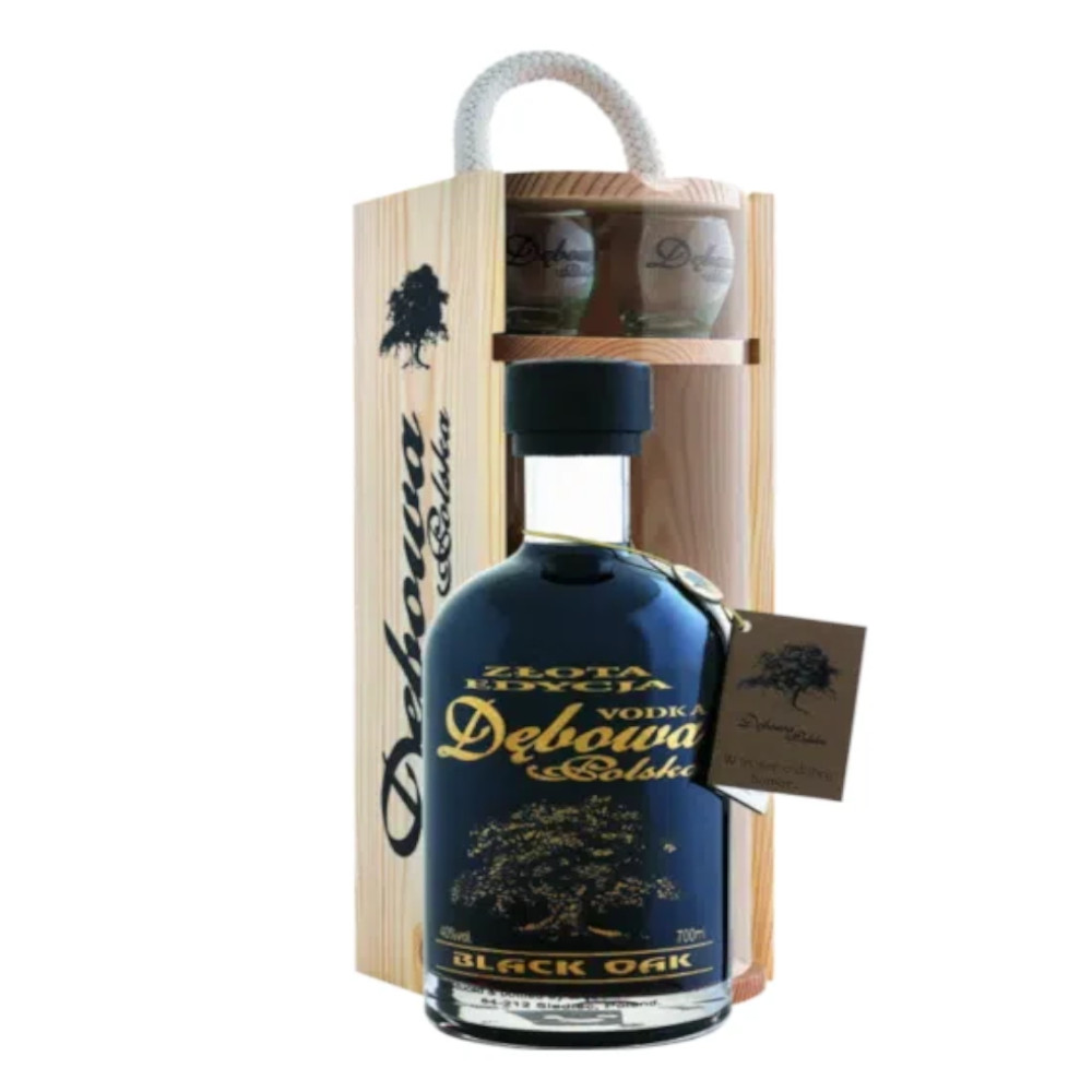 Wódka Dębowa Black Oak 40% 700 ml  Drewno + 2 kieliszki