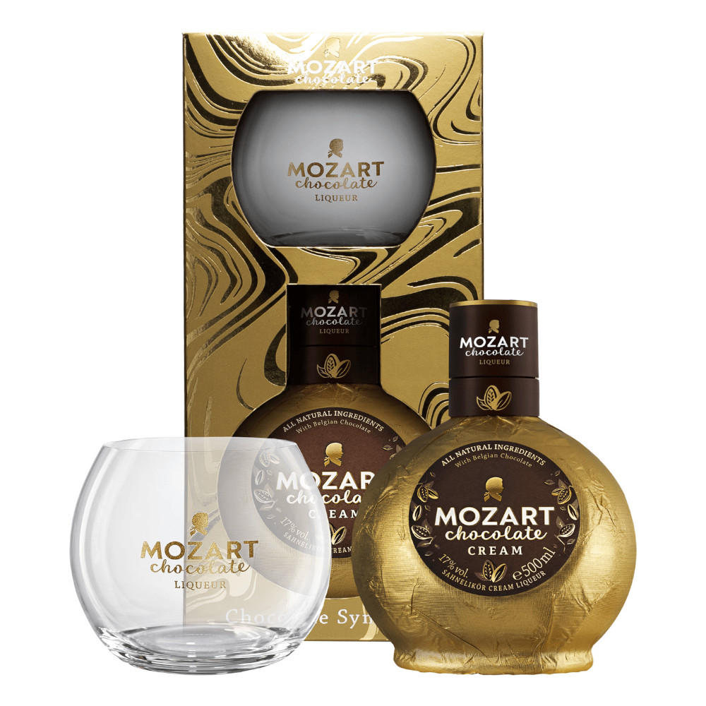 Likier Mozart Chocolate Cream Gold 17% 500 ml + Szklanka