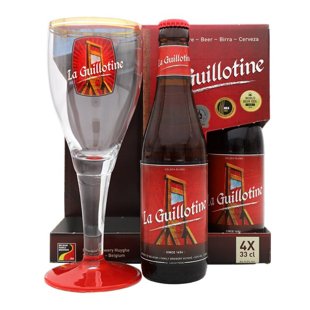 Piwo La Guillotine Golden Blond Delirium zestaw 4 x 330 ml + szkło
