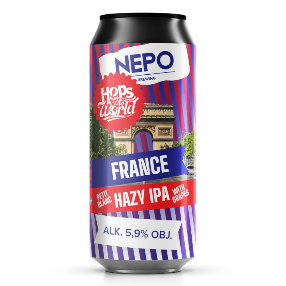 Nepomucen Hops Around The World - France Petit Blanc with Grapes Hazy IPA 5,9% 500 ml puszka