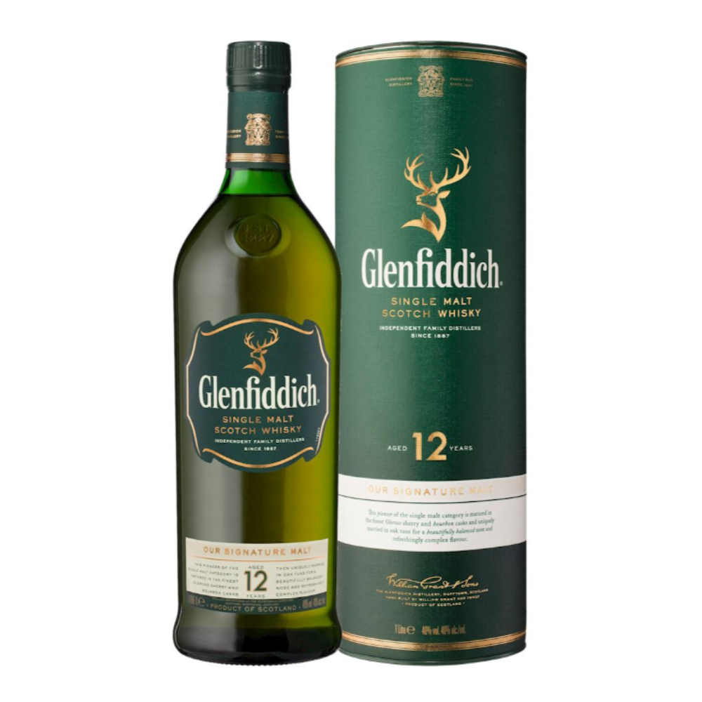 Whisky Glenfiddich 12YO 40% 1000 ml Tuba