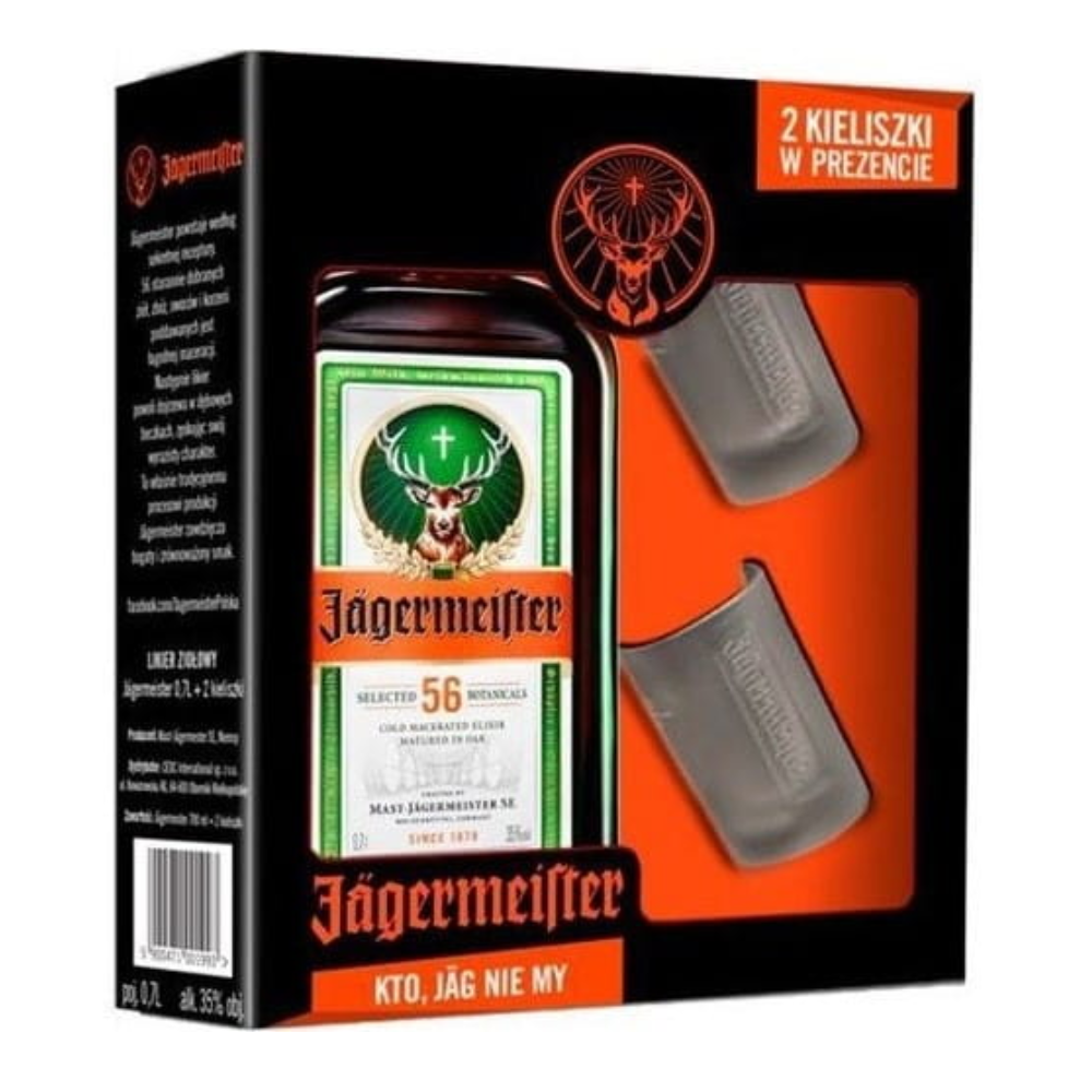 Likier Jagermeister 34% 700 ml + 2 kieliszki