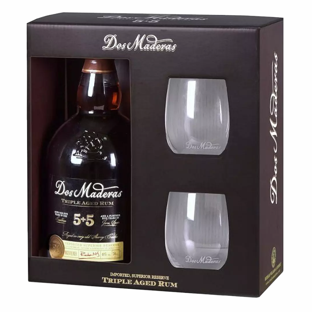 Rum Dos Maderas Double Aged 5+5 YO PX + 2 szklanki 40% 700 ml