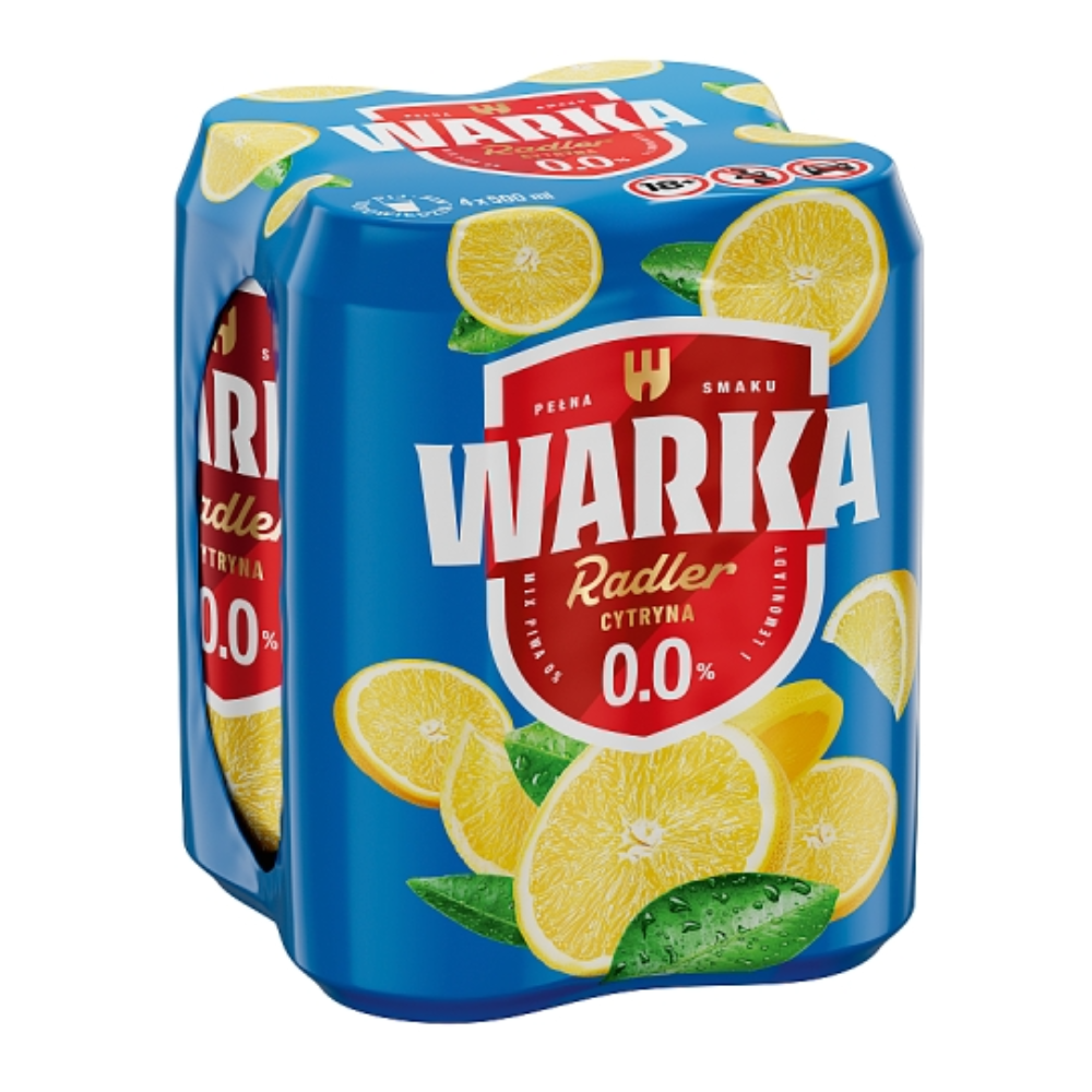 Piwo Warka Radler Cytryna Bezalkoholowe 0% 500 ml 4-pak puszka