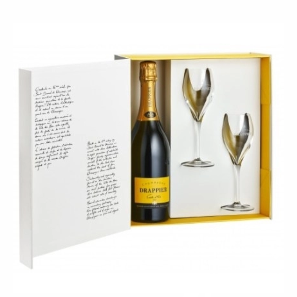 Szampan Drappier Tete a Tete Carte d'Or + 2 kieliszki 12% białe 750 ml