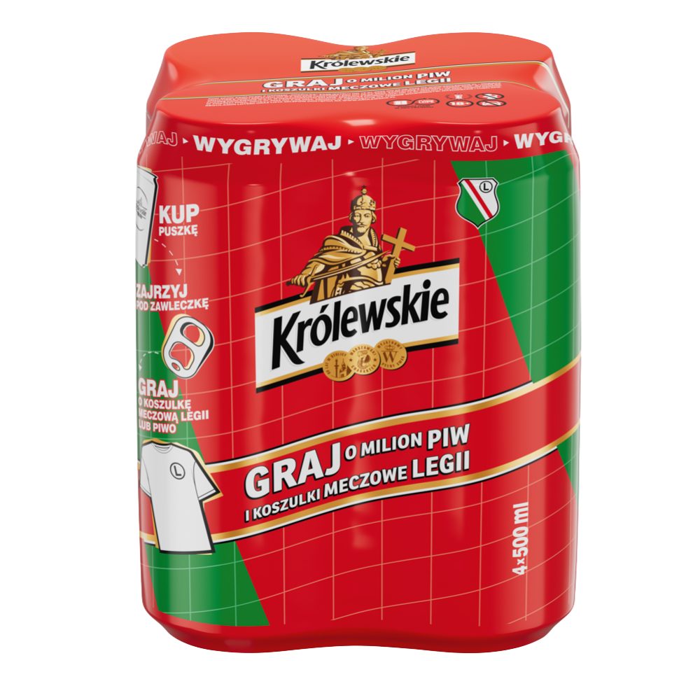 Piwo Królewskie Jasne 5,2% 500 ml 4-pak puszka