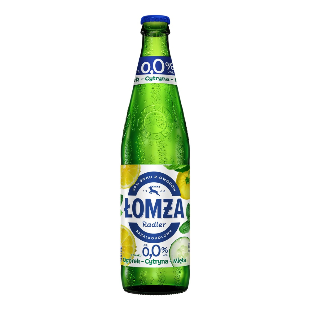 Piwo Łomża Radler Ogórek Cytryna Mięta 0% 500 ml
