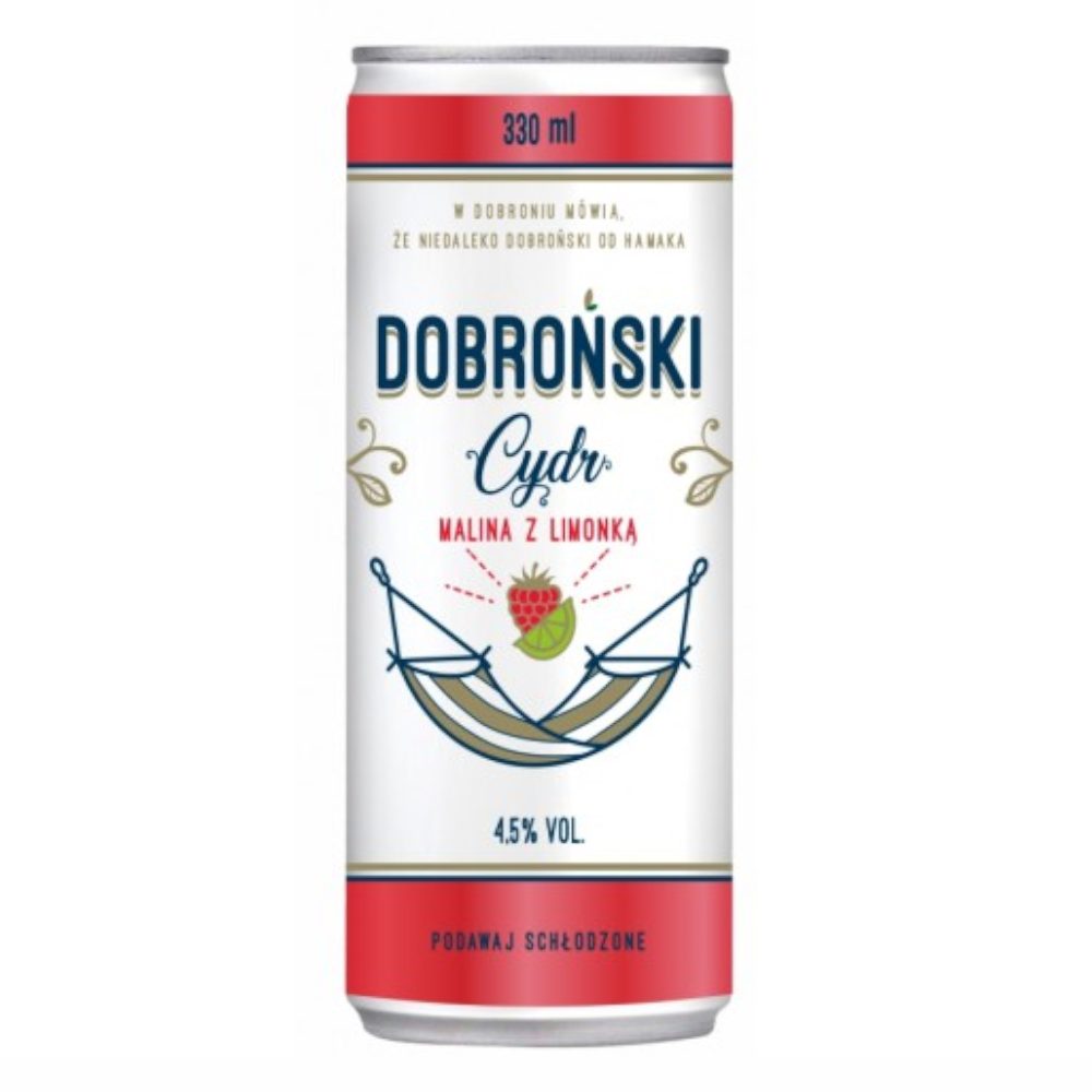 Cydr Dobroński malina z limonką 4,5% 330 ml Puszka