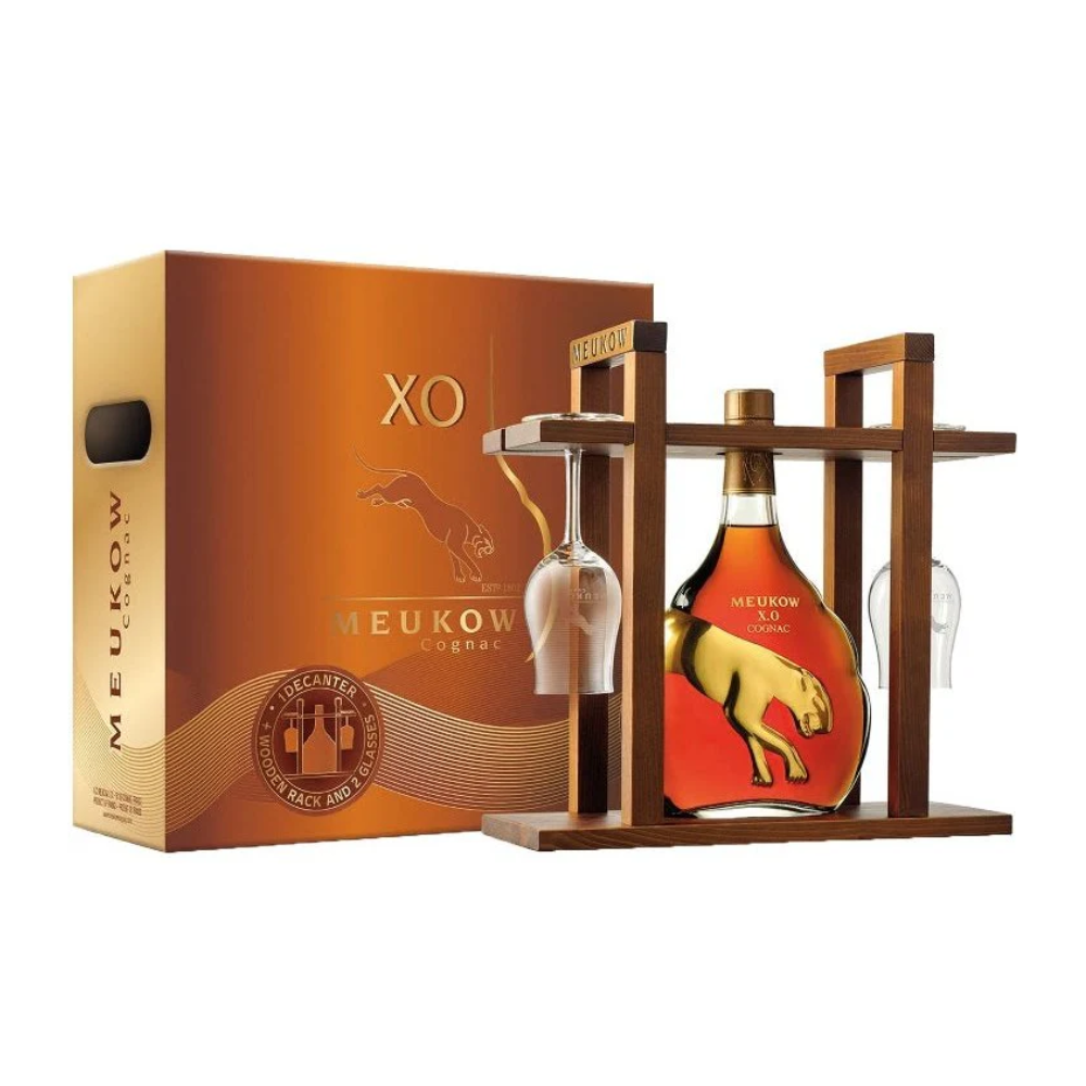 Koniak Meukow XO 40% 700 ml kartonik stojaki 2 kieliszki