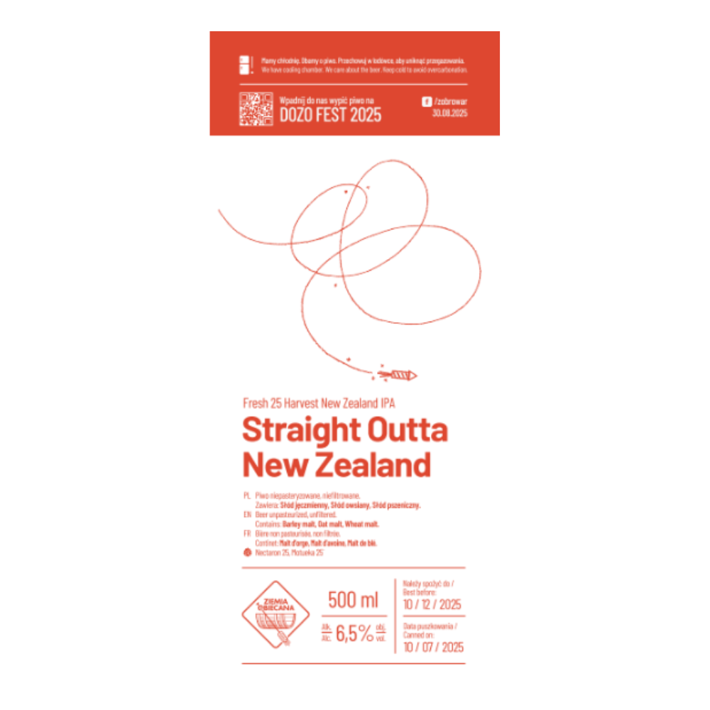 Piwo Ziemia Obiecana Straight Outta New Zealand Fresh Nectaron 25 IPA 6,5% 500 ml puszka