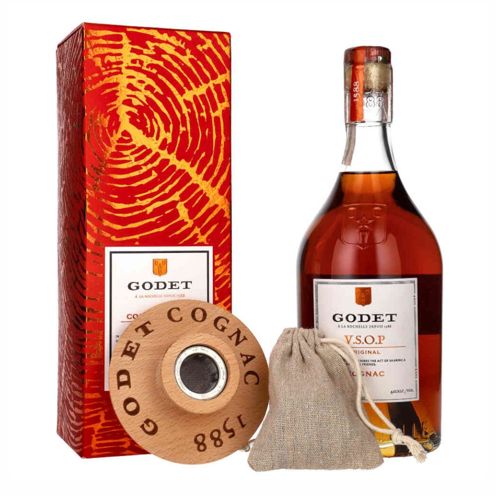 Koniak Godet VSOP 40% 700 ml + smoker kartonik