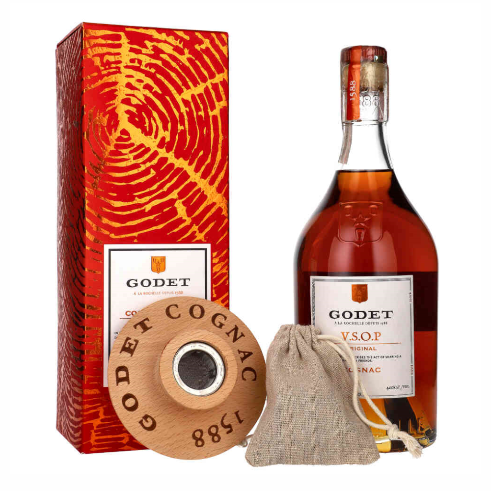 Koniak Godet VSOP 40% 700 ml + smoker kartonik