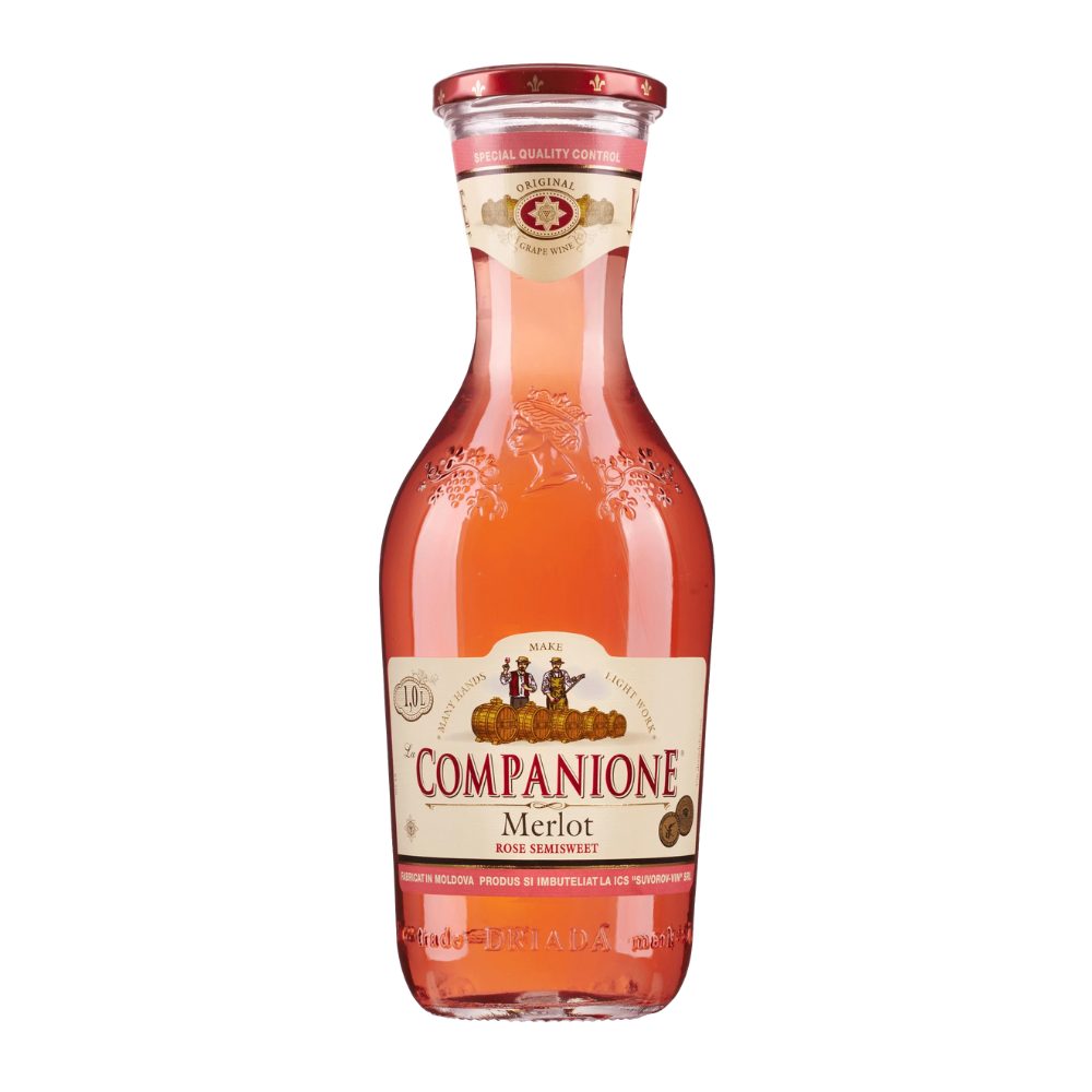 Wino Companione Merlot 13,5% różowe półsłodkie 1000 ml