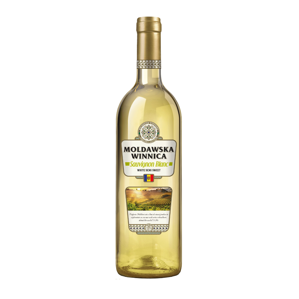 Wino Mołdawska Winnica Sauvignon Blanc 12% białe półsłodkie 750 ml