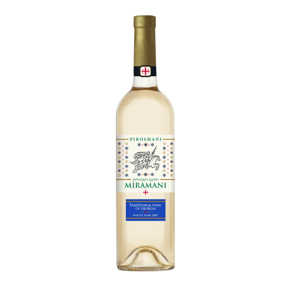 Wino Miramani Pirosmani 11% białe półwytrawne 750 ml