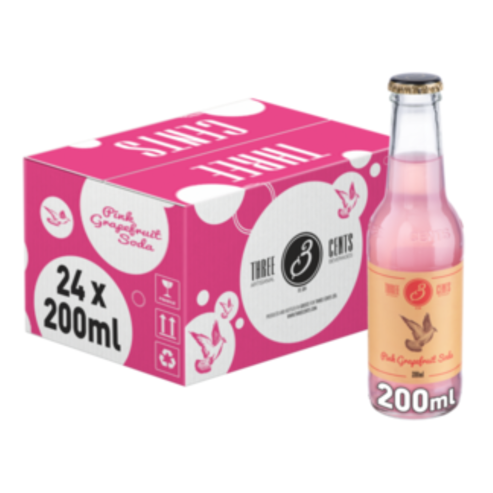 Napoje Three Cents Pink Grapefruit Soda 24 x 200 ml