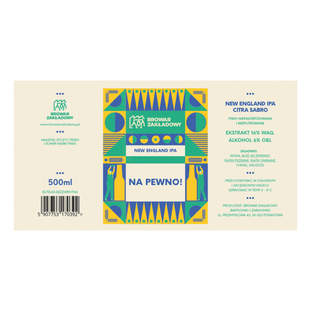 Piwo Zakładowy Na Pewno 6% 500 ml