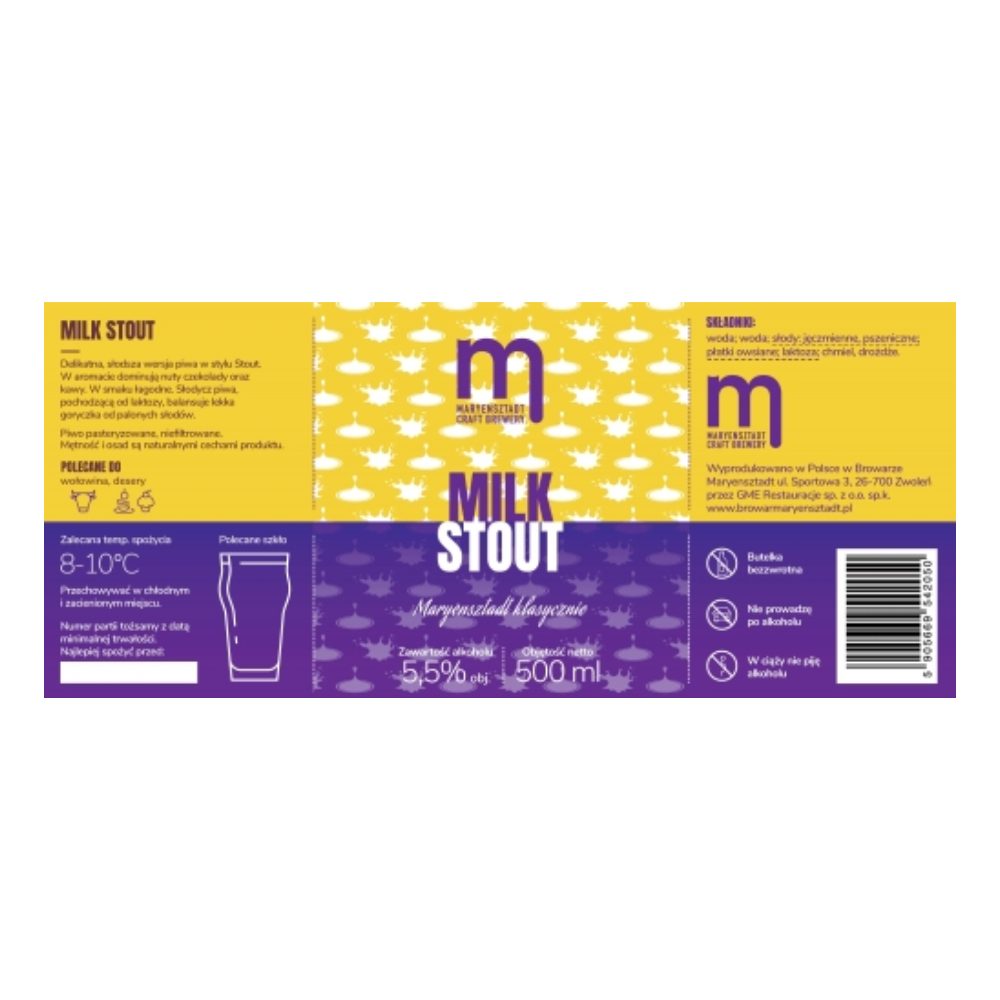 Piwo Maryensztadt Klasycznie Milk Stout 5,5% 30 l keg