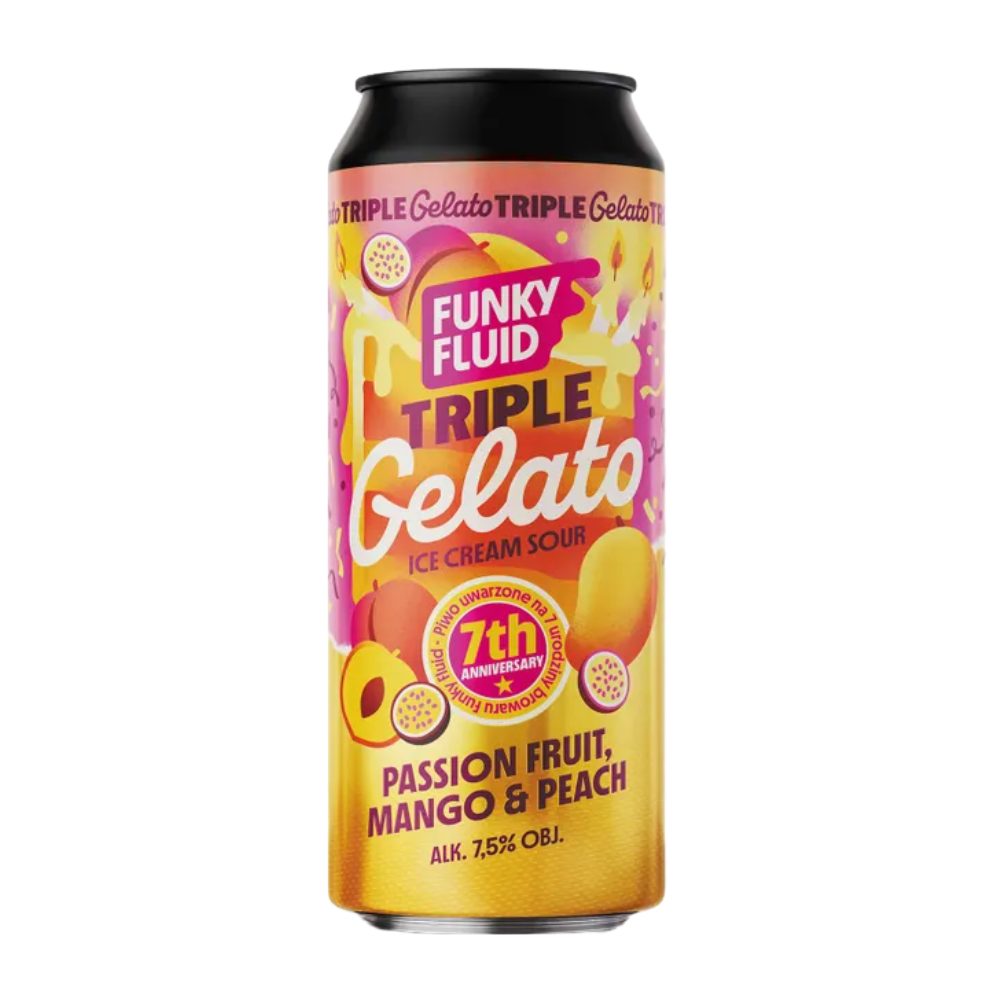 Piwo Funky Fluid Triple Gelato Passionfruit, Mango & Peach 7,5% 500 ml puszka