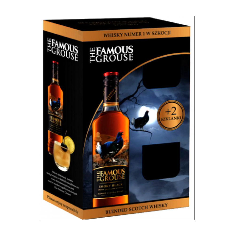 Whisky Famous Grouse Smoky Black 40% 700 ml + 2 szklanki