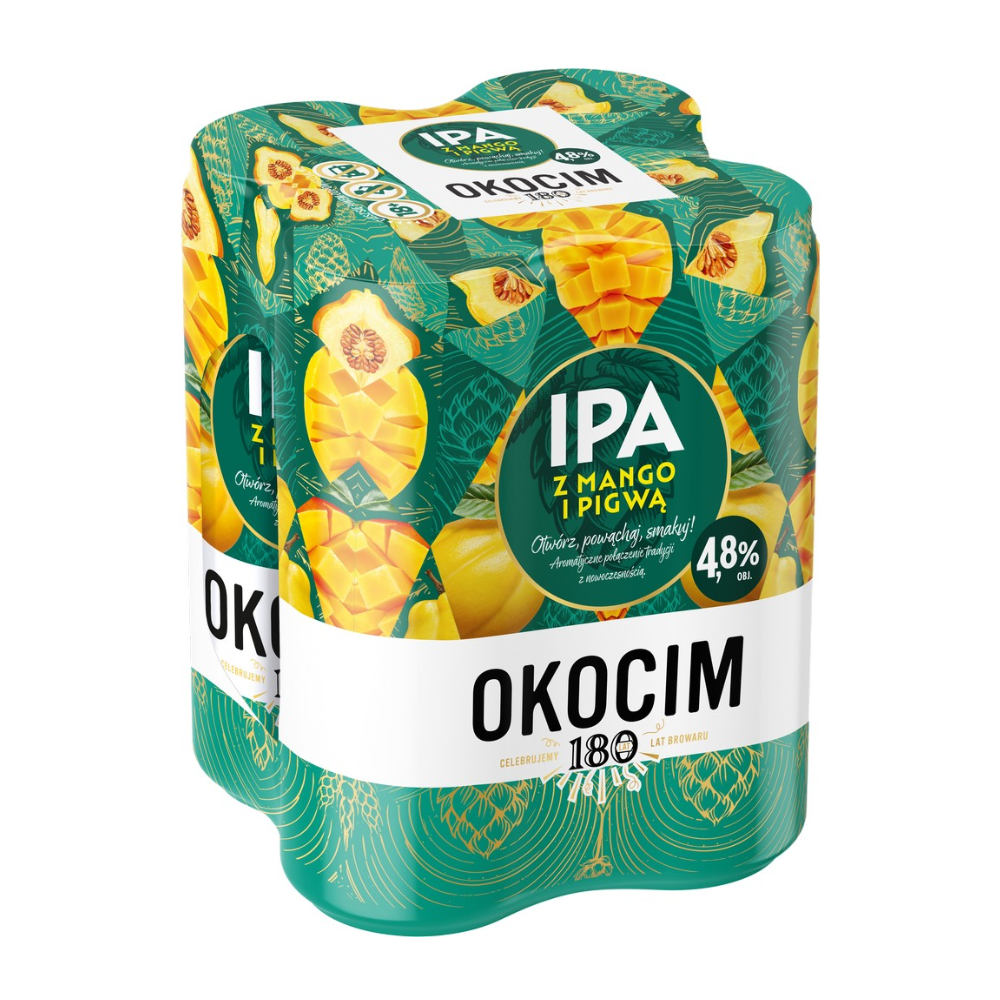 Piwo Okocim IPA Mango z pigwą 4,8% 500 ml 4-pak Puszka