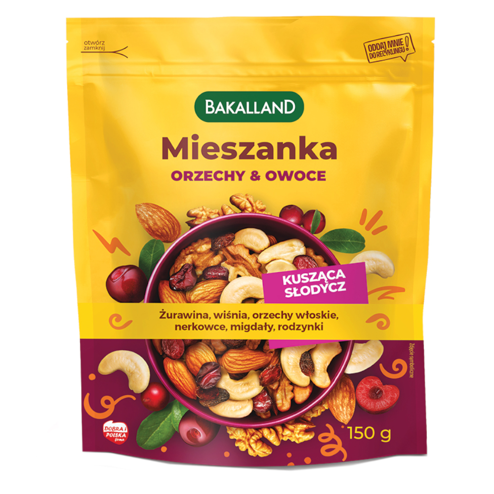 Przekąska Bakalland Mieszanka Orzechy & Owoce Kusząca Słodycz 150 g